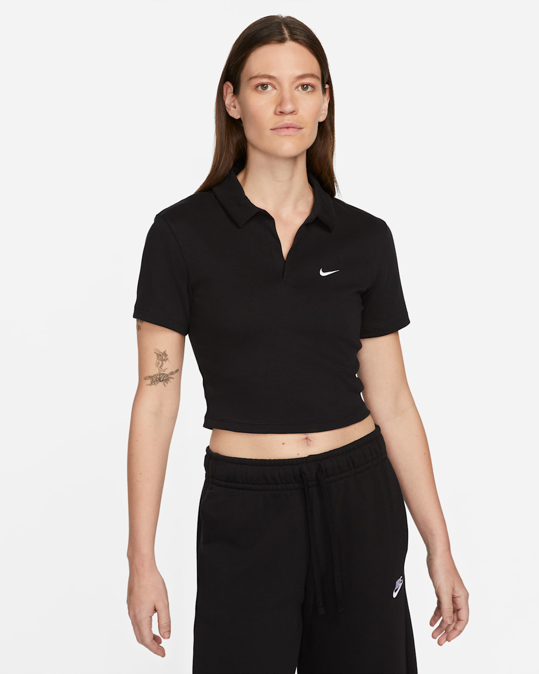 Nike Sportswear Essential Women's Short-Sleeve Polo Top - Black/White