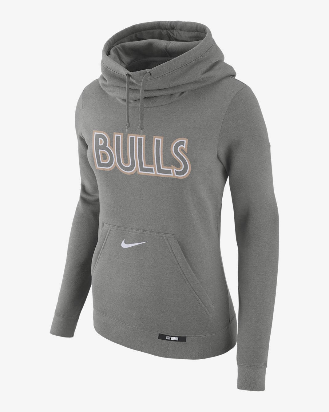 Chicago Bulls Club City Edition Women's Nike NBA Fleece Funnel-Neck Hoodie - Dark Steel Grey