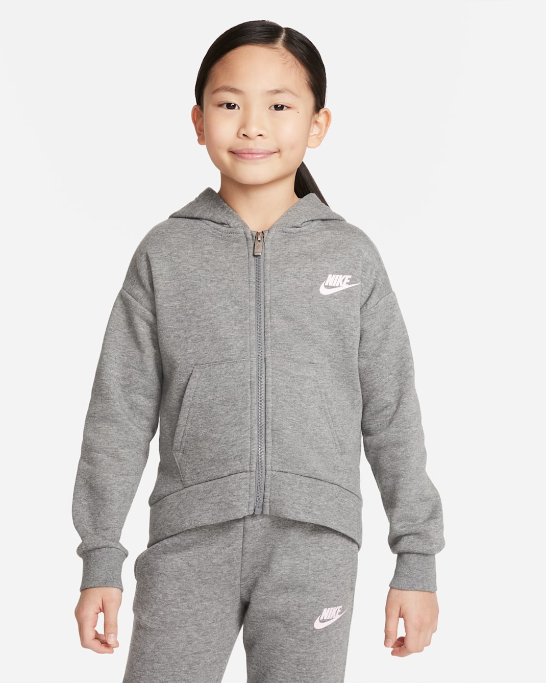 Nike Sportswear Club Fleece Little Kids' Full-Zip Hoodie - Carbon Heather
