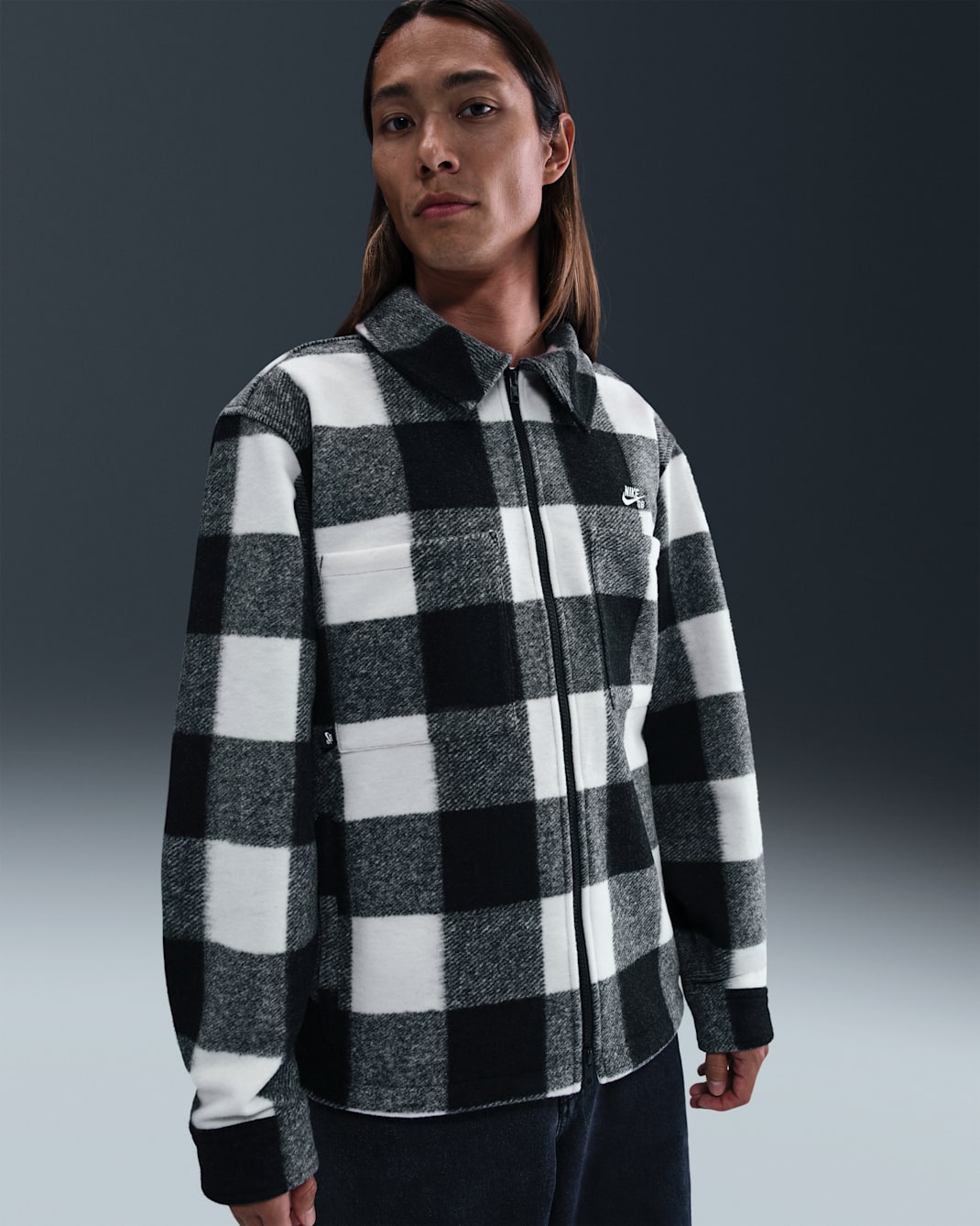Nike SB Essential Skate Shirt Jacket - White/Black/White