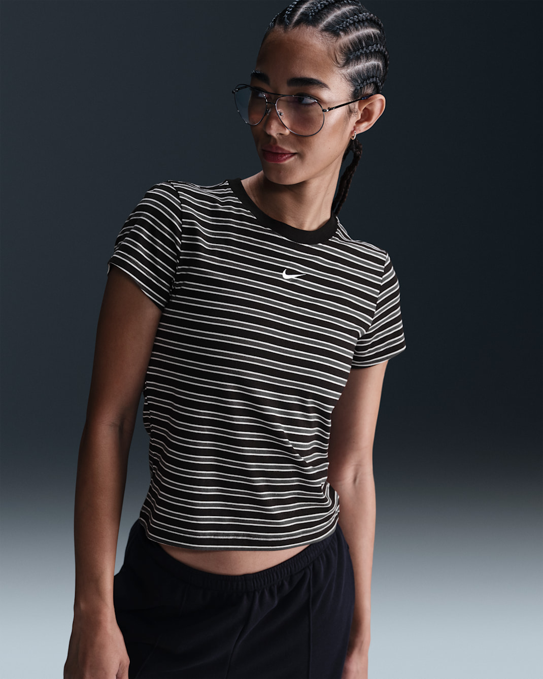 Nike Sportswear Chill Knit Women's Slim Striped T-Shirt - Black