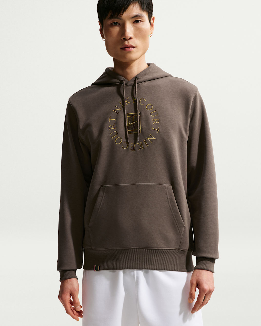 나이키코트 헤리티지 남성 드라이 핏 프렌치 테리 테니스 풀오버 후디 - 다크 헤이즐/사프란 쿼츠
