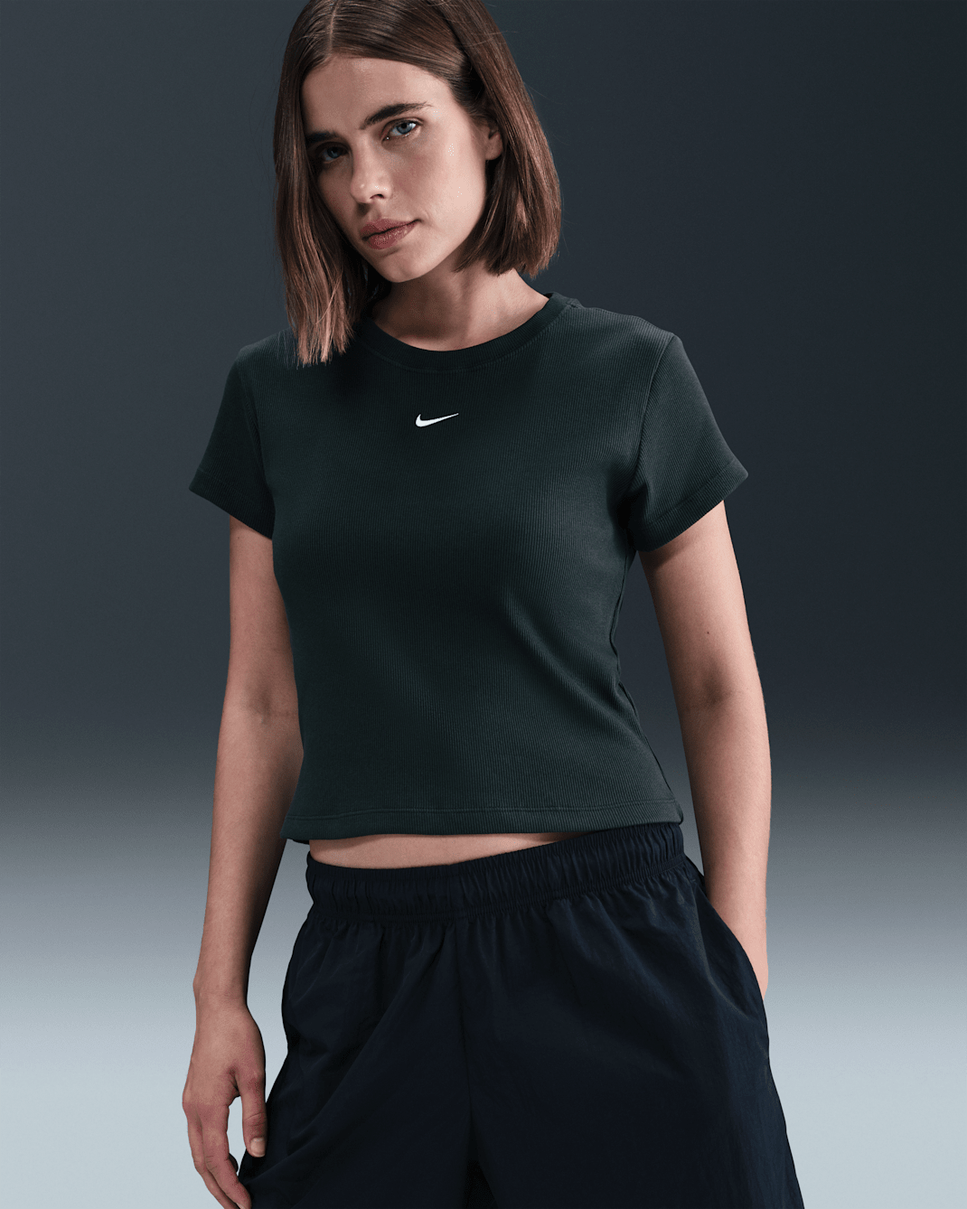 Nike Sportswear Women's Tight Ribbed Short-Sleeve T-Shirt - Seaweed/Sail