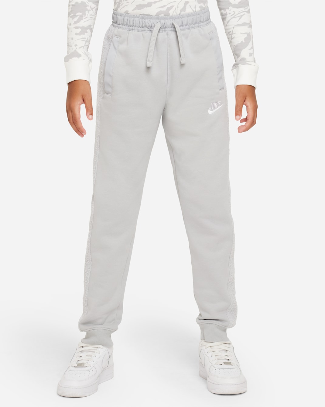 Nike Sportswear Club Fleece Big Kids' (Boys') Winterized Pants - Light Smoke Grey/White