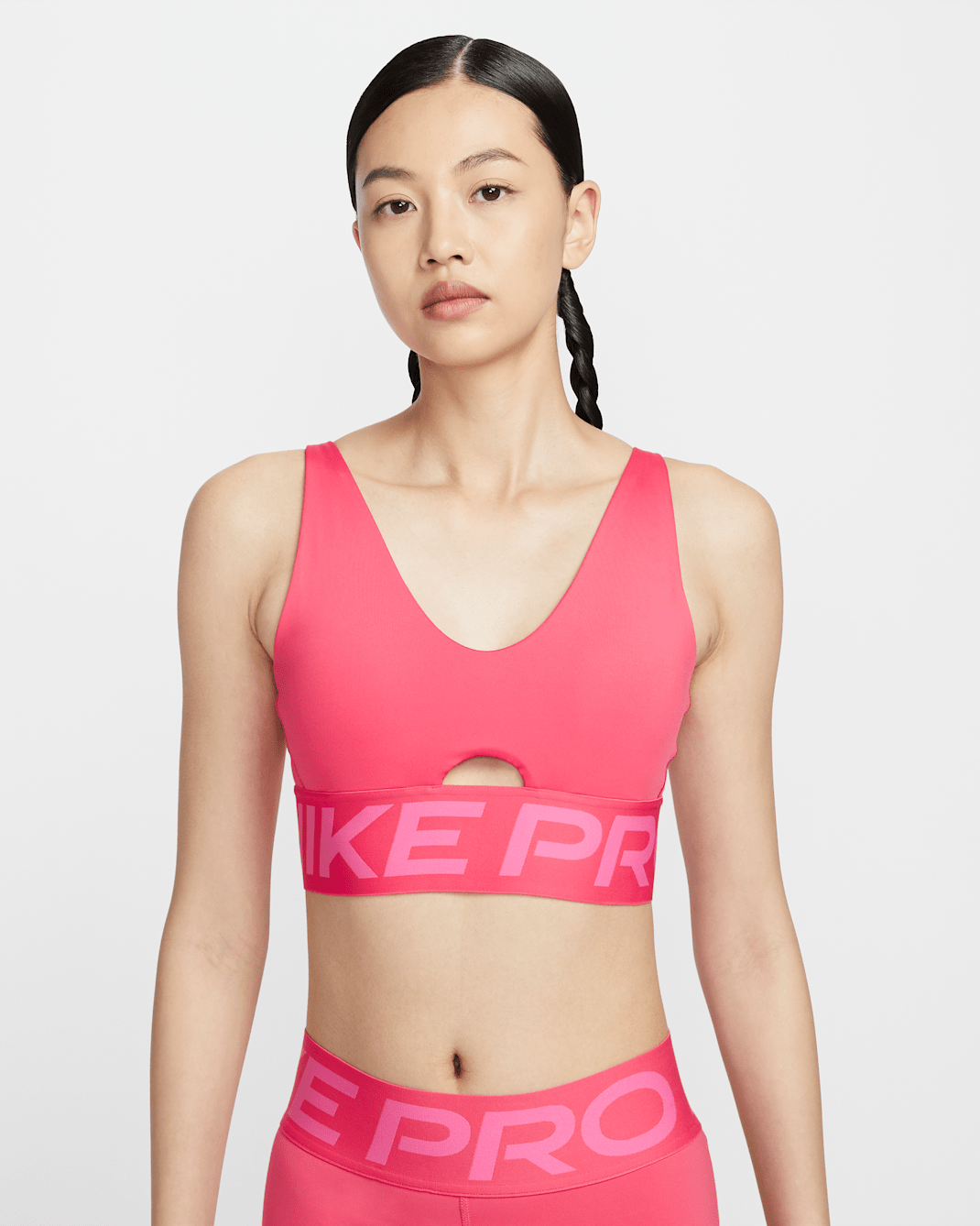 Nike Pro Indy V 領女款中度支撐型襯墊運動內衣 - Aster Pink/Pinksicle/白色