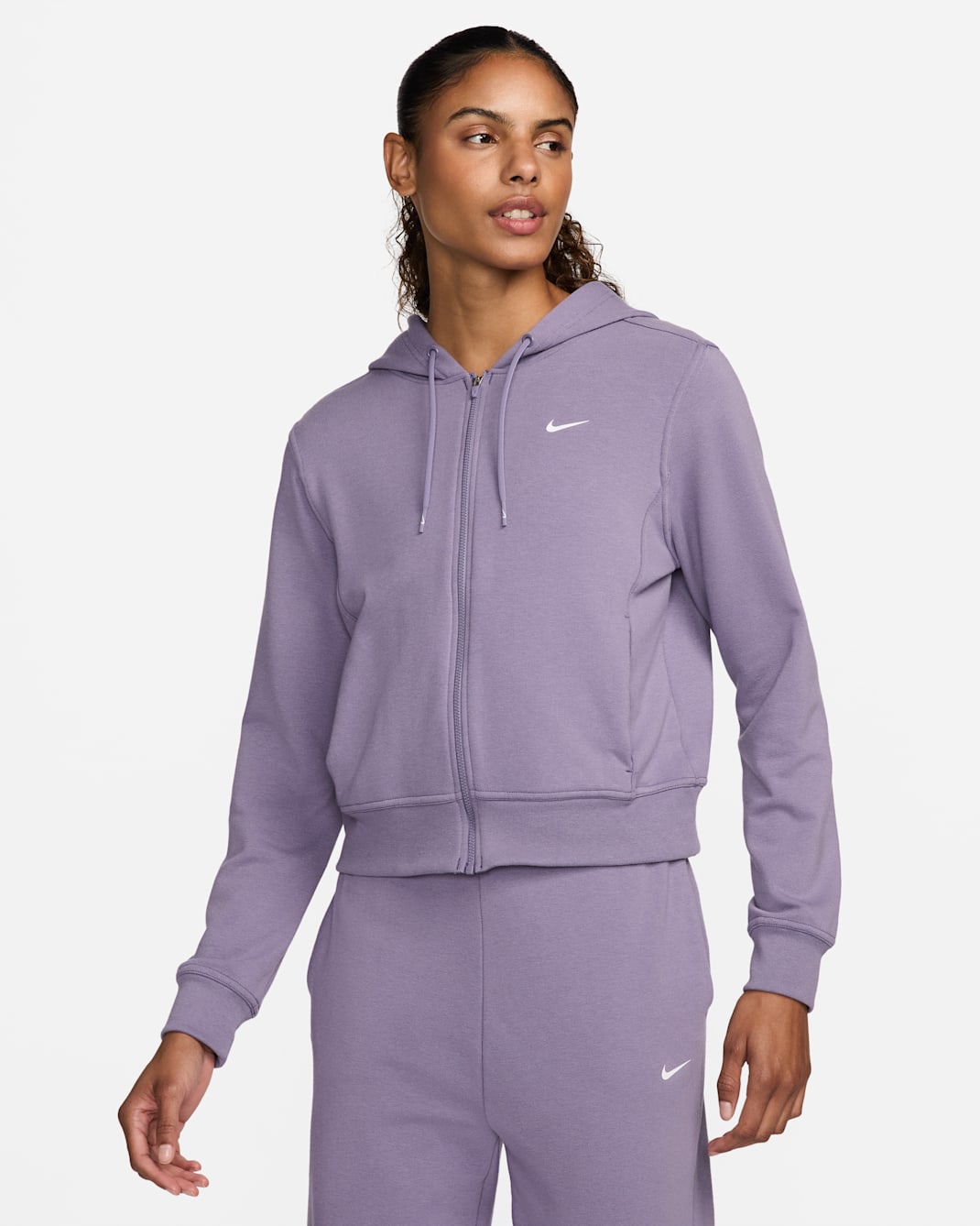 Nike Dri-FIT One Women's Full-Zip French Terry Hoodie - Daybreak/White