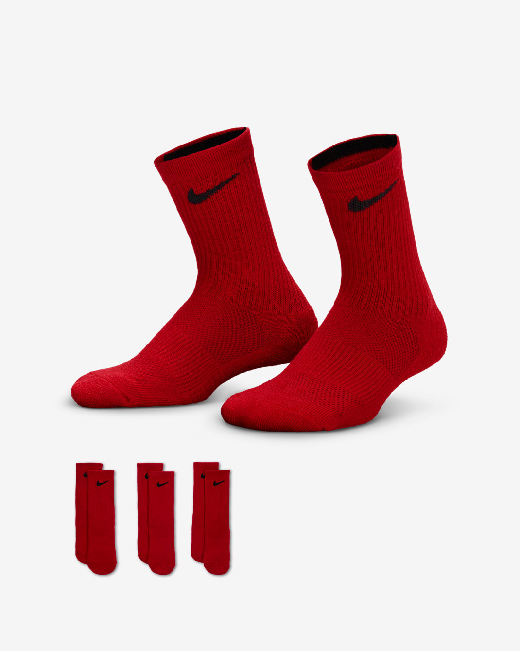 Calcetas para niños pequeños (3 pares) Nike Dri-FIT Elite - Rojo universitario