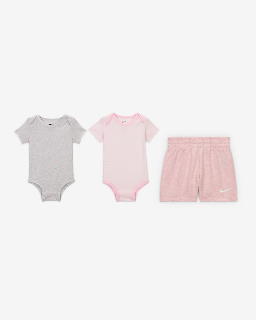 Nike Essentials Baby (0-9M) 3-Piece Striped Swooshfetti Set - Pink Foam
