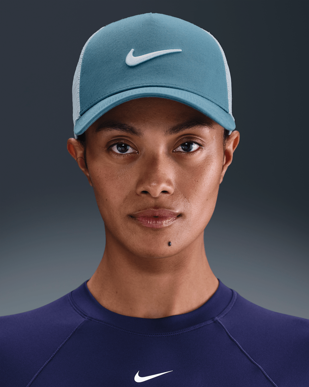 Nike Rise Structured Trucker Cap - Smokey Blue/White/White