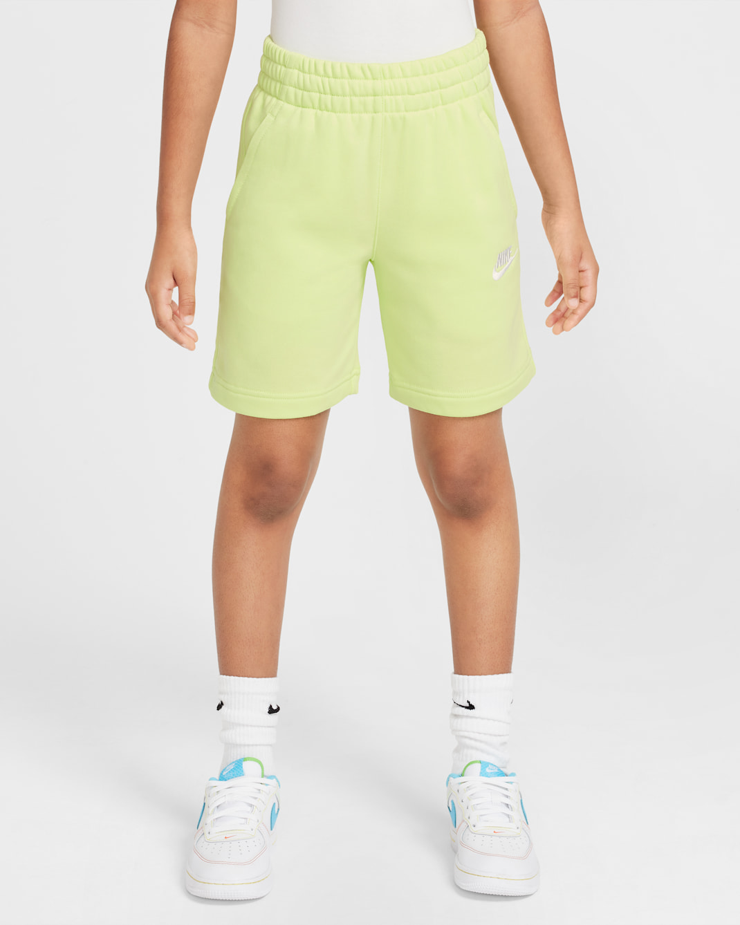 Nike Sportswear Club Fleece Big Kids' French Terry Shorts - Light Lemon Twist/White