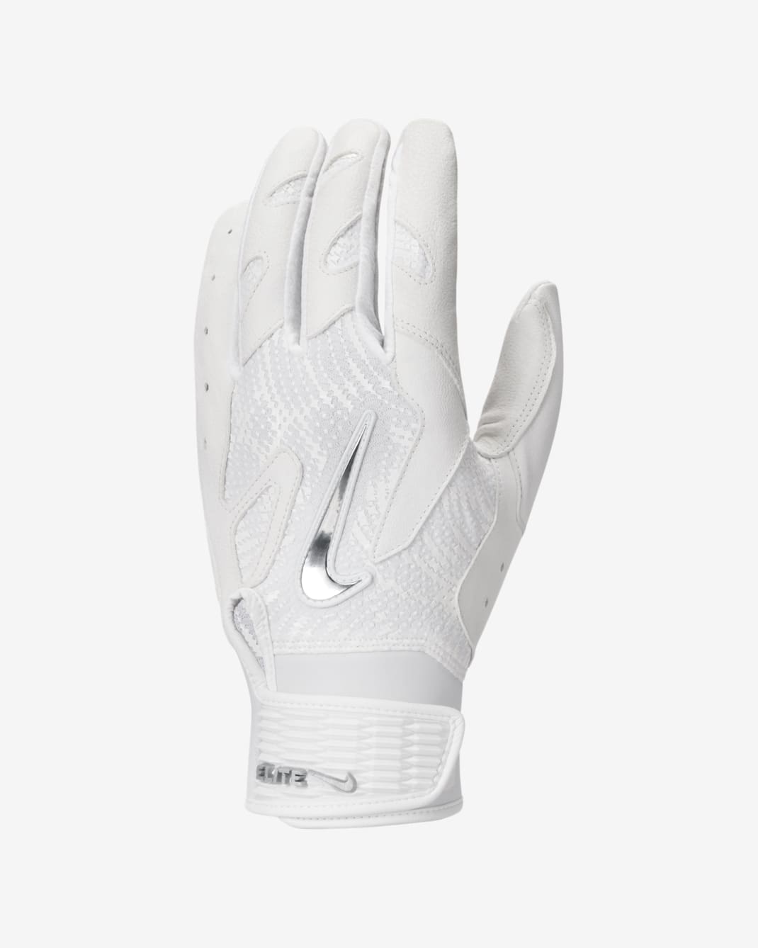 Nike Alpha Elite 2.0 Baseball Batting Gloves - White/White/White/Metallic Silver