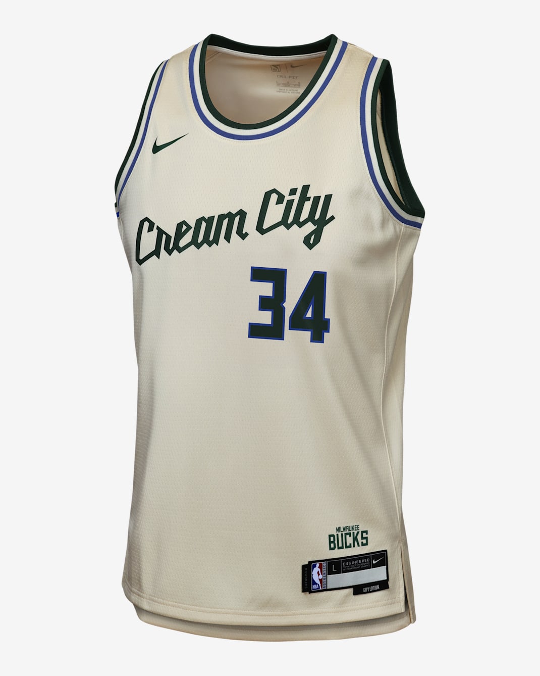 Jersey Nike de la NBA Swingman para niño talla grande de Giannis Antetokounmpo de los Milwaukee Bucks City Edition - Ópalo liso