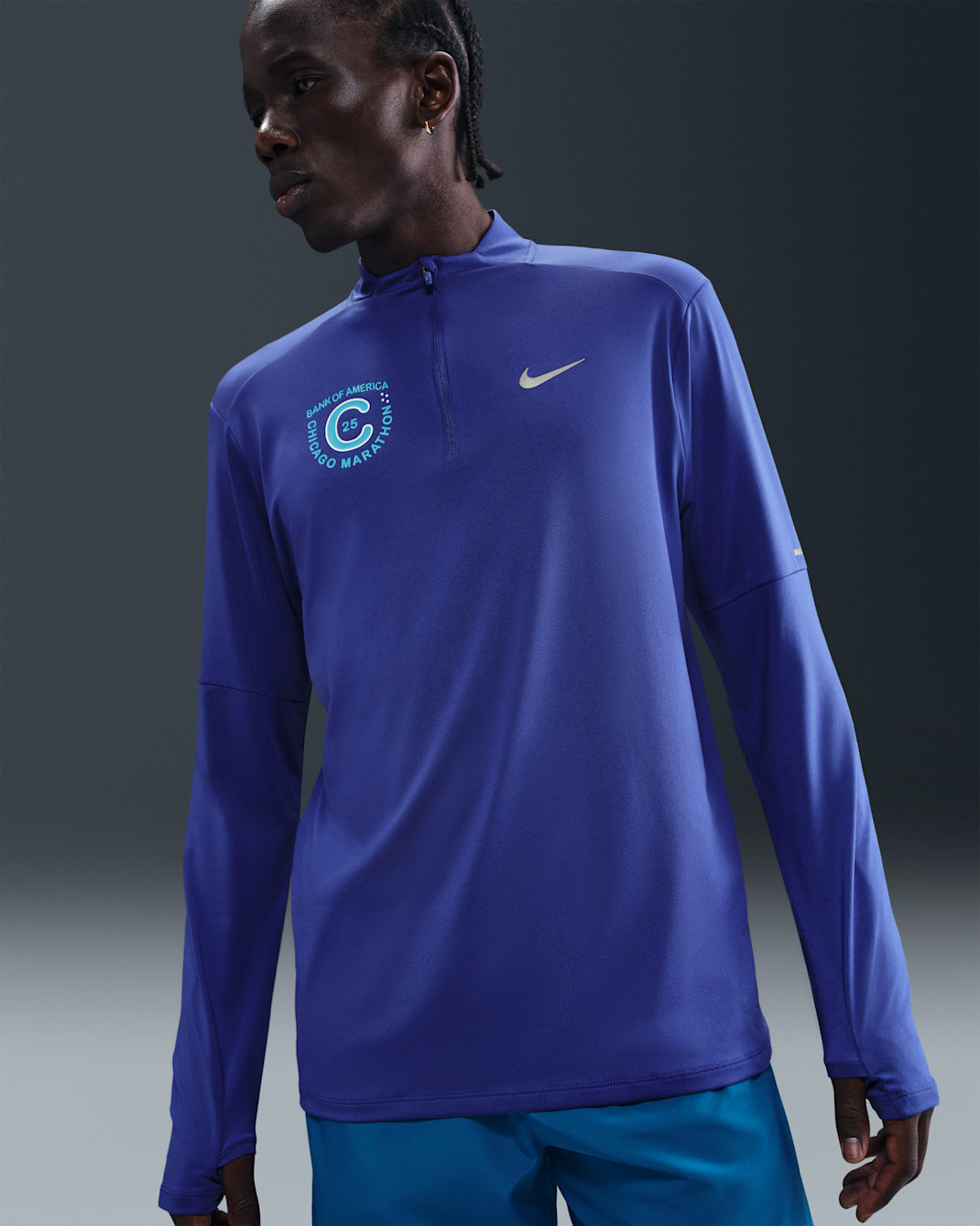 Nike Element Men's Dri-FIT 1/4-Zip Running Top - Deep Night/Light Current Blue