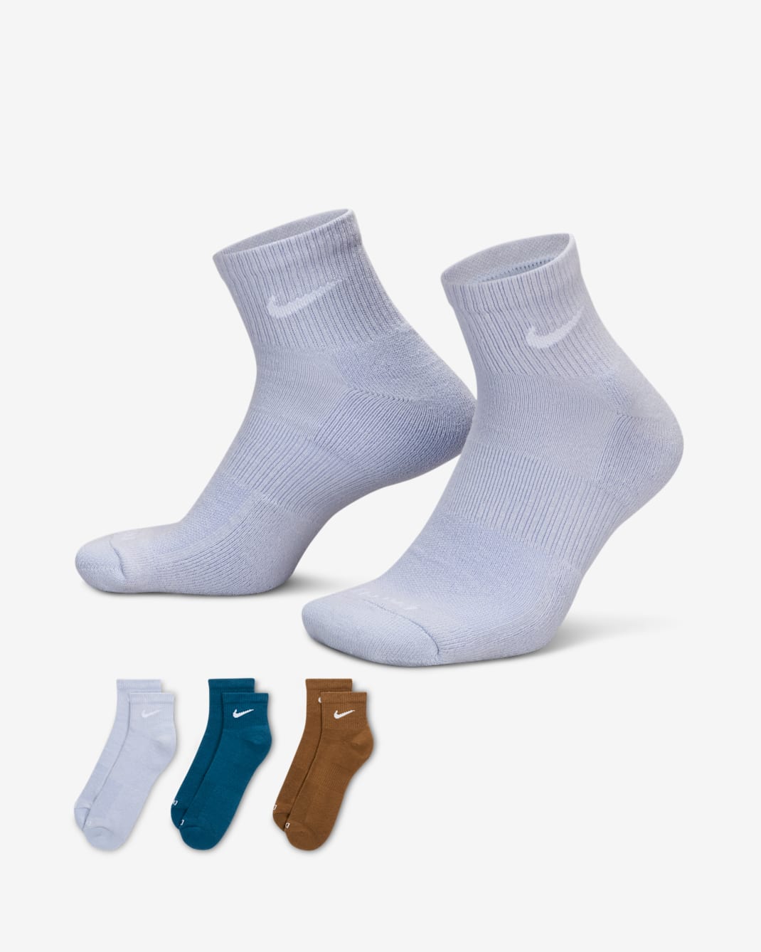 Nike Everyday Plus Cushioned Training Ankle Socks (3 Pairs) - Multi-Color