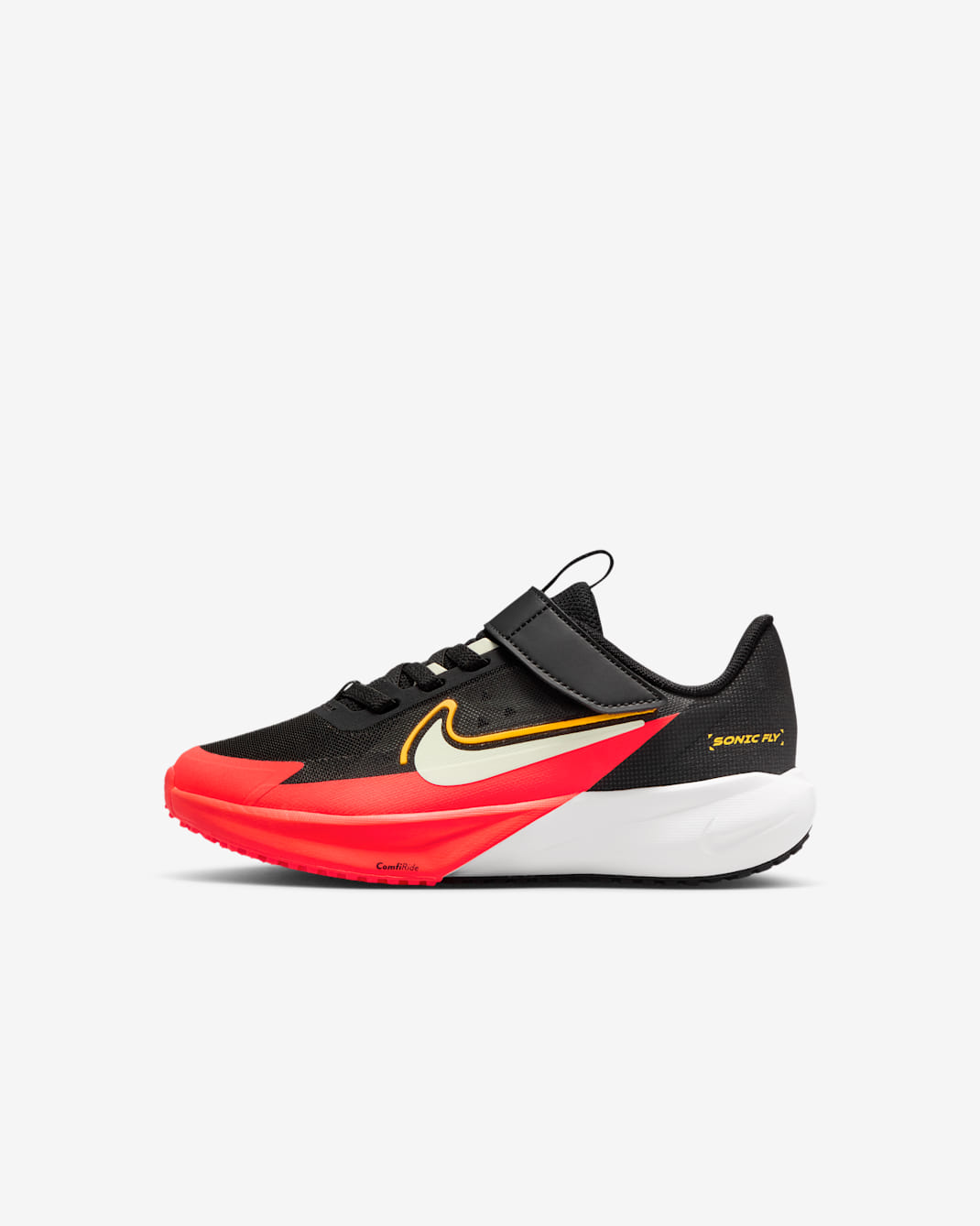 Nike Sonic Fly Younger Kids' Running Shoes - Black/Laser Orange/Bright Crimson/Volt Tint