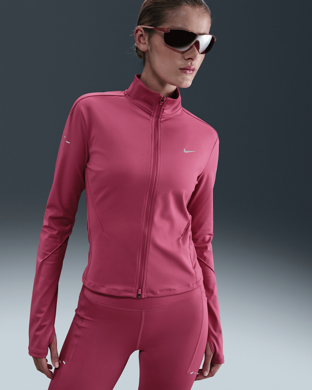 Nike Swift Dri-FIT Midlayer-Laufoberteil mit durchgehendem Reißverschluss (Damen) - Sweet Beet