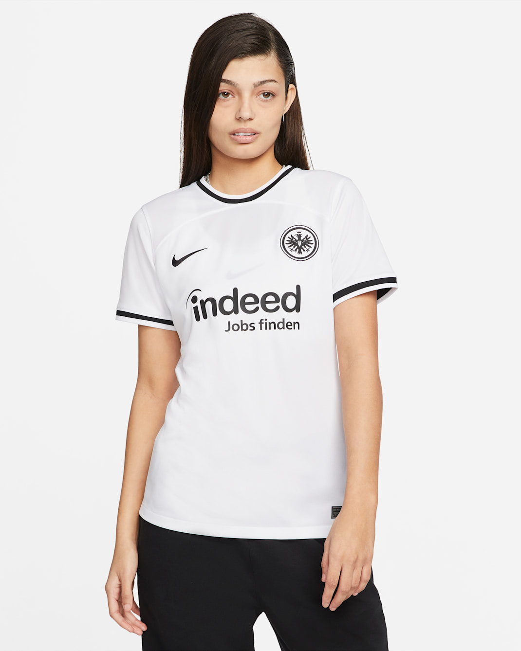 Eintracht Frankfurt 2022/23 Stadium Home Nike Dri-FIT Fußballtrikot für Damen - Weiß/Schwarz
