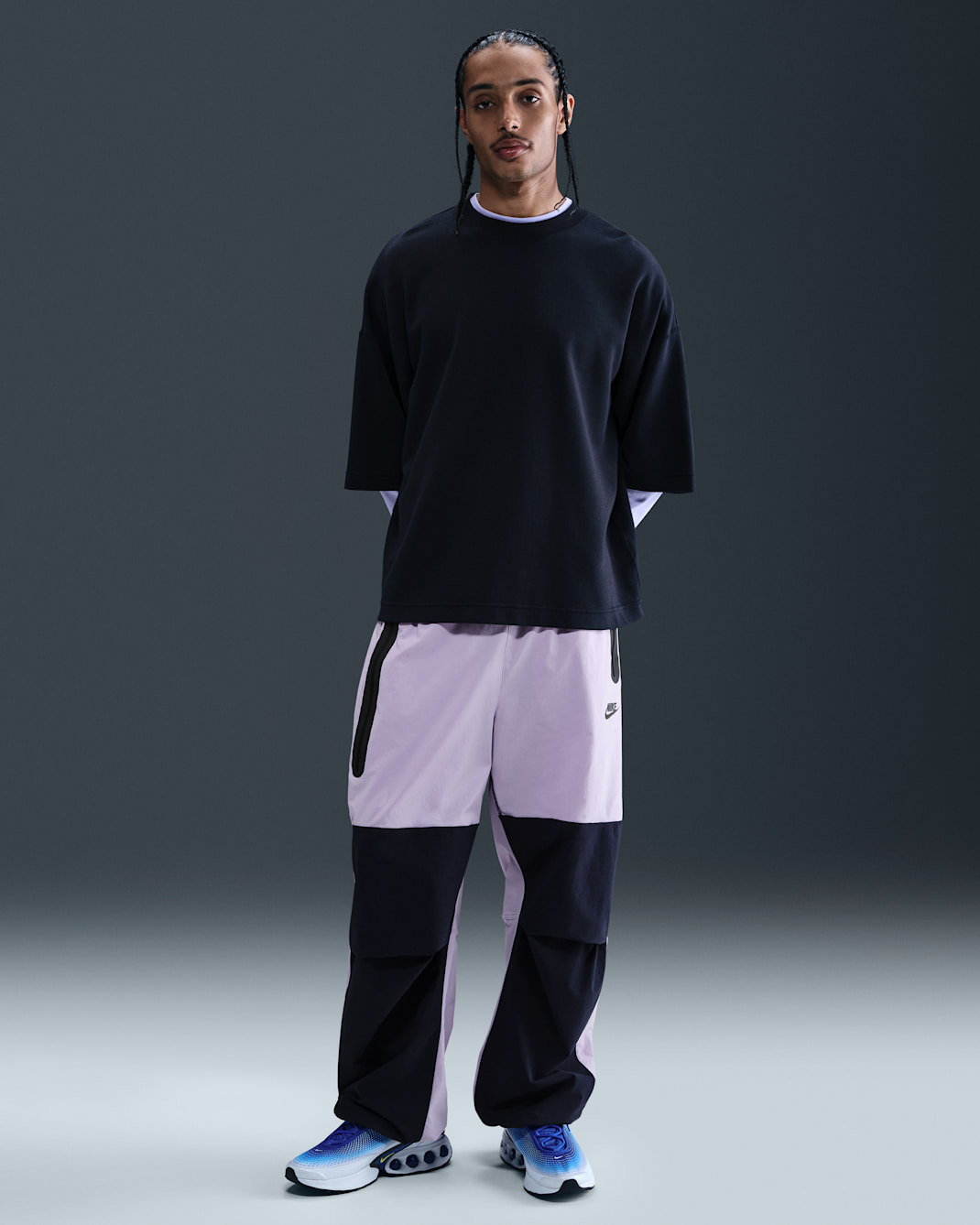 Nike Tech Pantalons oversized de teixit Woven - Home - Hydrangeas/Obsidian/Negre