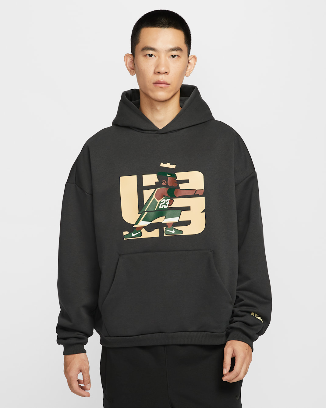 เสื้อบาสเก็ตบอลมีฮู้ดแบบสวมผู้ชาย Therma-FIT LeBron "Point Forward" - Off Noir