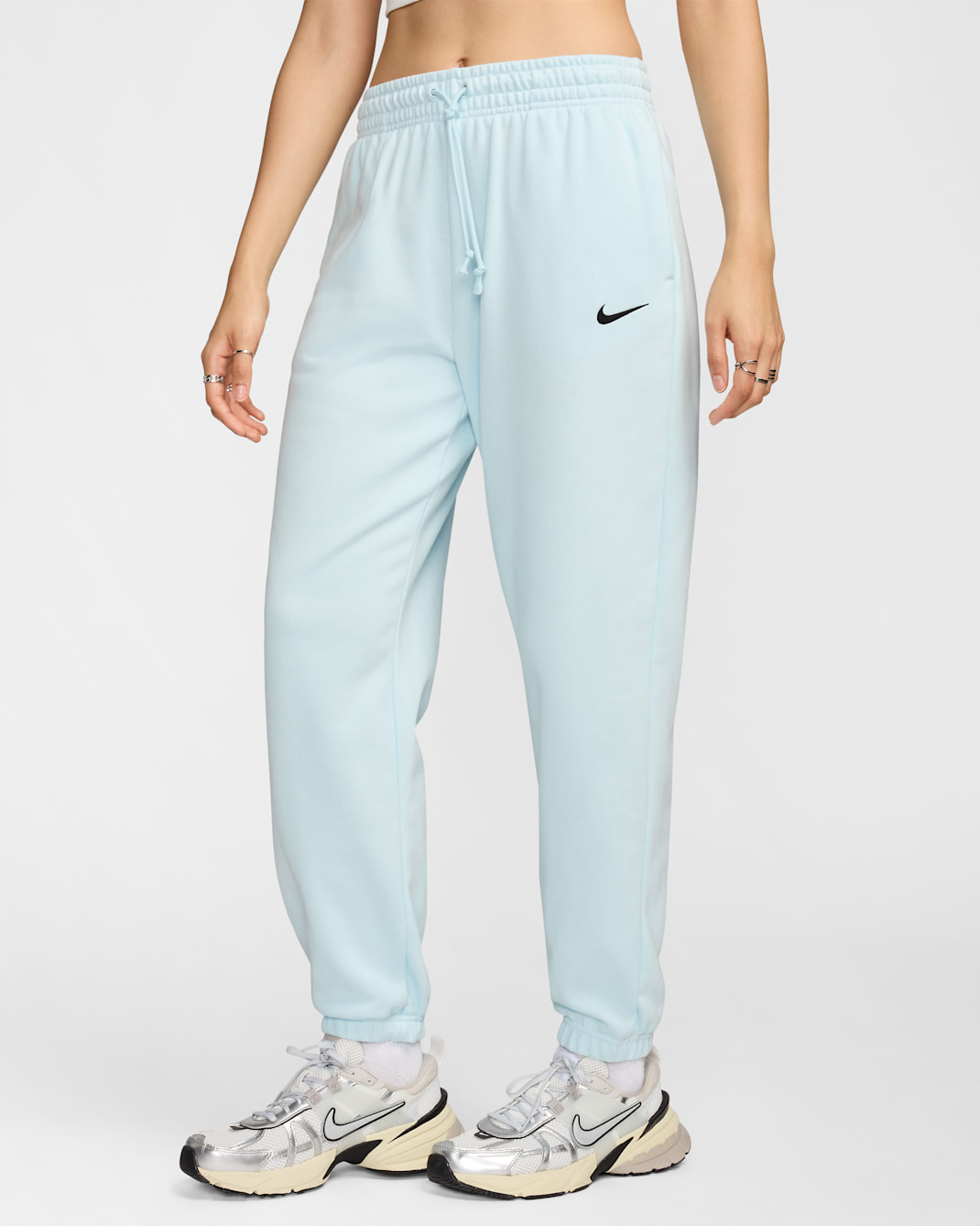 Nike Sportswear Phoenix Fleece Women's High-Waisted Oversized French Terry Tracksuit Bottoms - Glacier Blue/Black