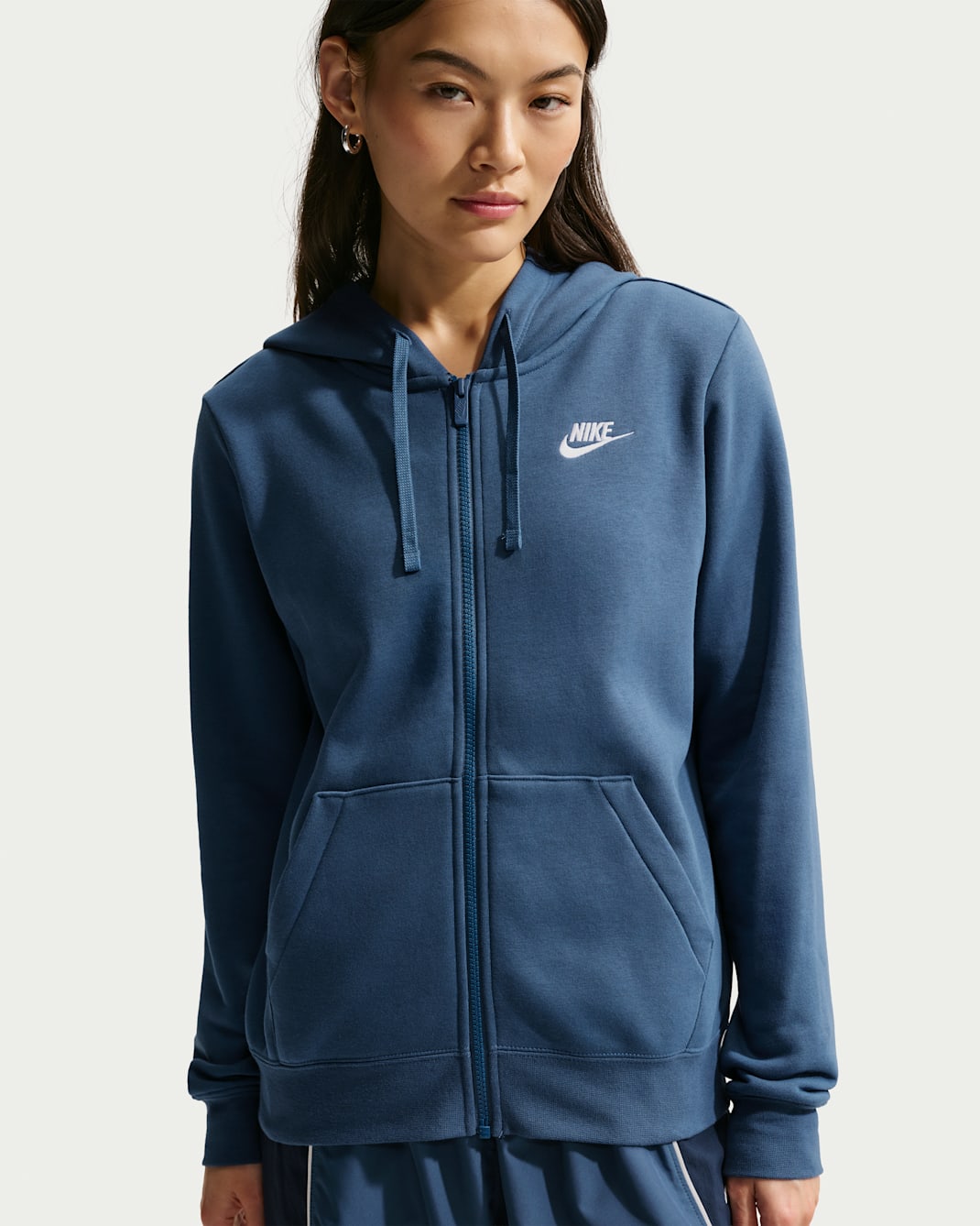 Nike Sportswear Club Fleece Women's Full-Zip Hoodie - Mystic Navy/White