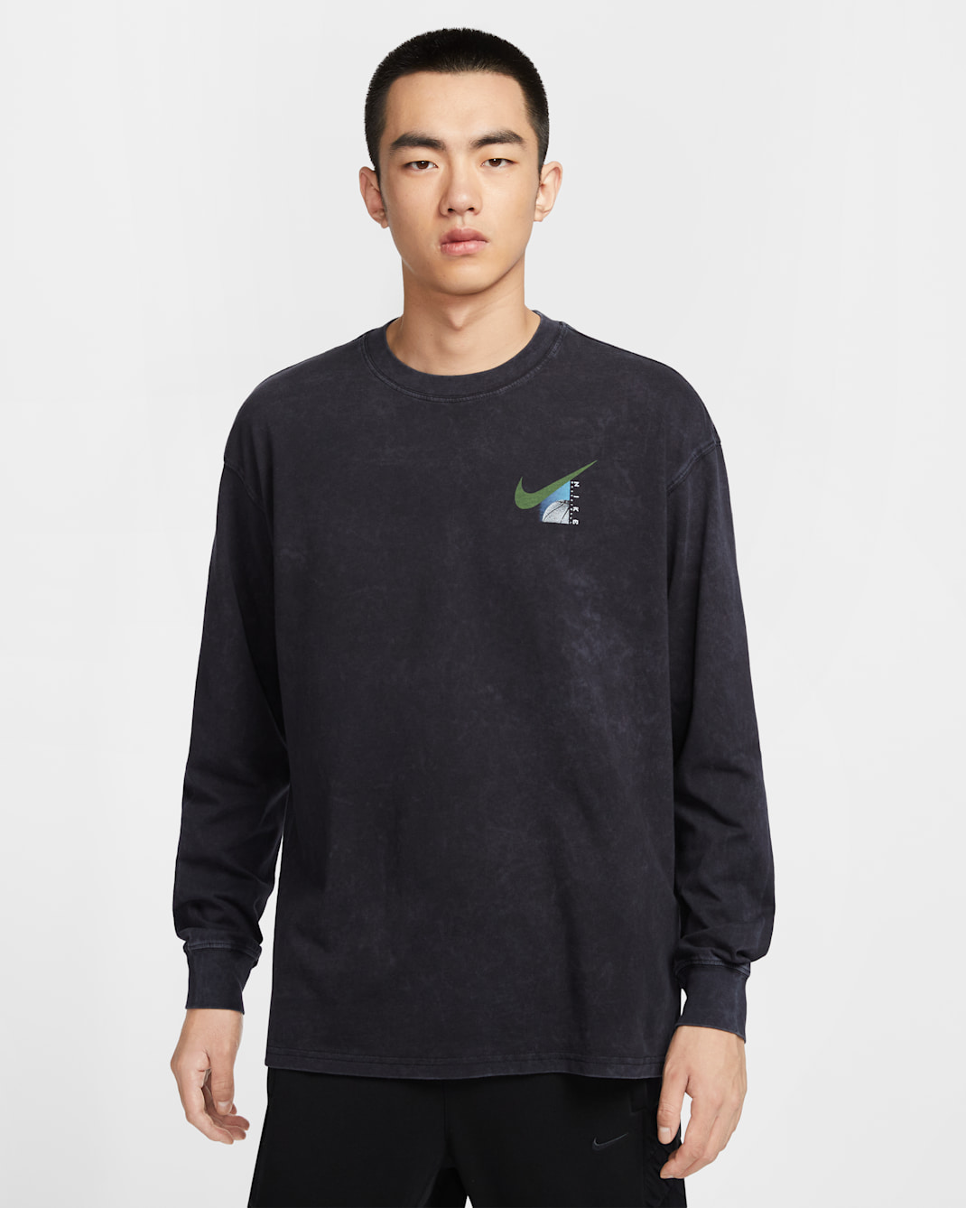 나이키 남성 맥스90 긴팔 농구 티셔츠 - 블랙