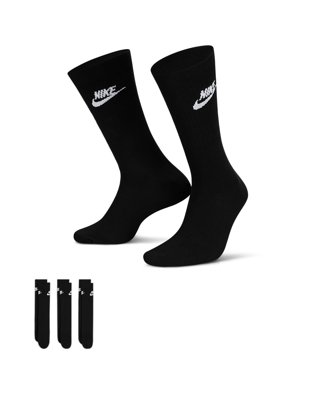 Nike Sportswear Everyday Essential Crew Socks (3 Pairs) - Black/White