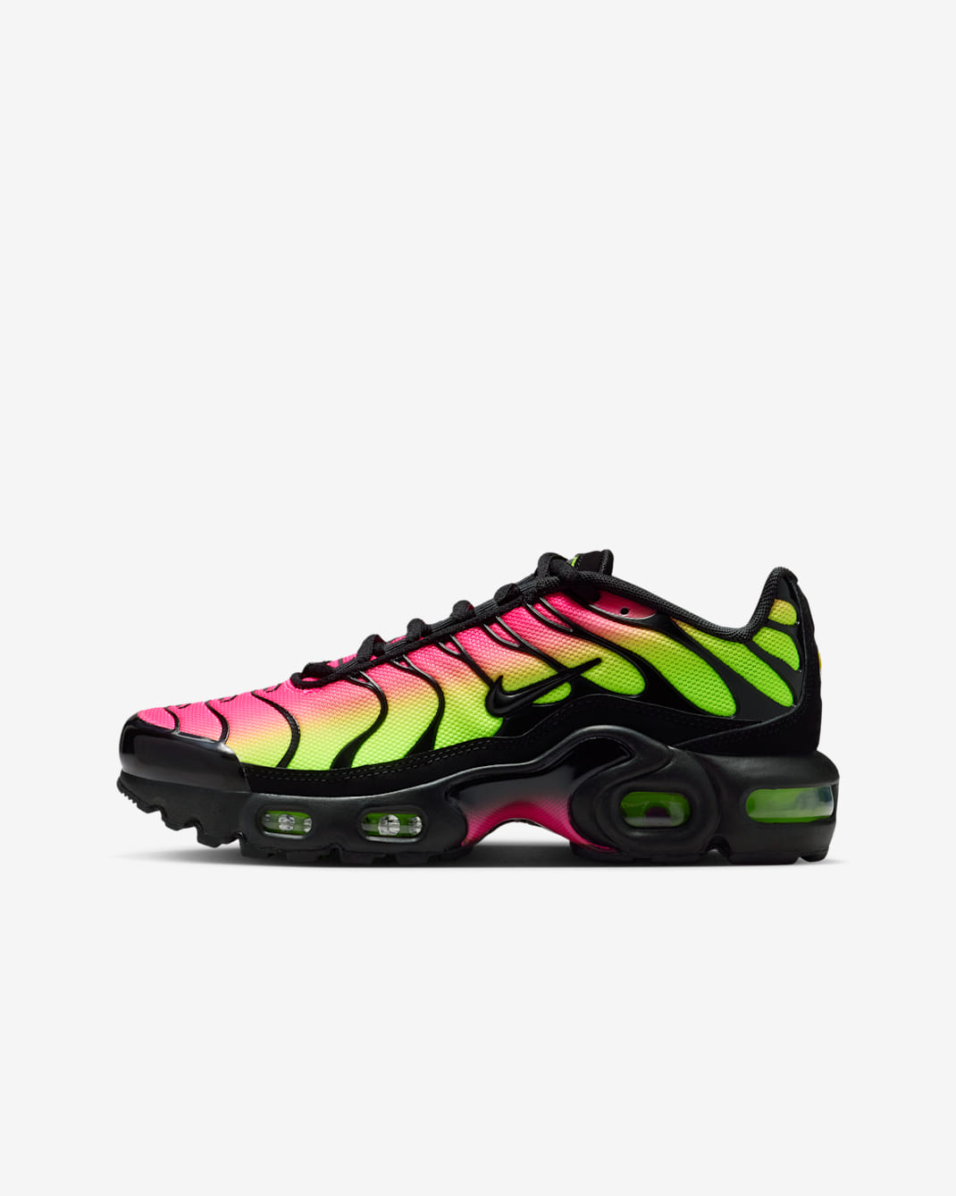 Tenis para niños grandes Nike Air Max Plus - Negro/Hiperrosa/Volt/Negro