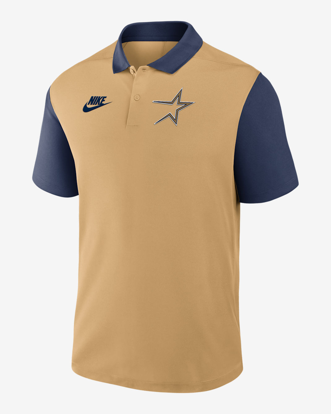 Polo Nike Dri-FIT de la MLB para hombre Houston Astros Cooperstown Victory - Oro/Azul marino