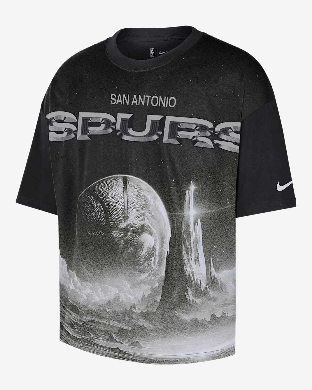 San Antonio Spurs Courtside Men's Nike NBA Boxy T-Shirt - Black