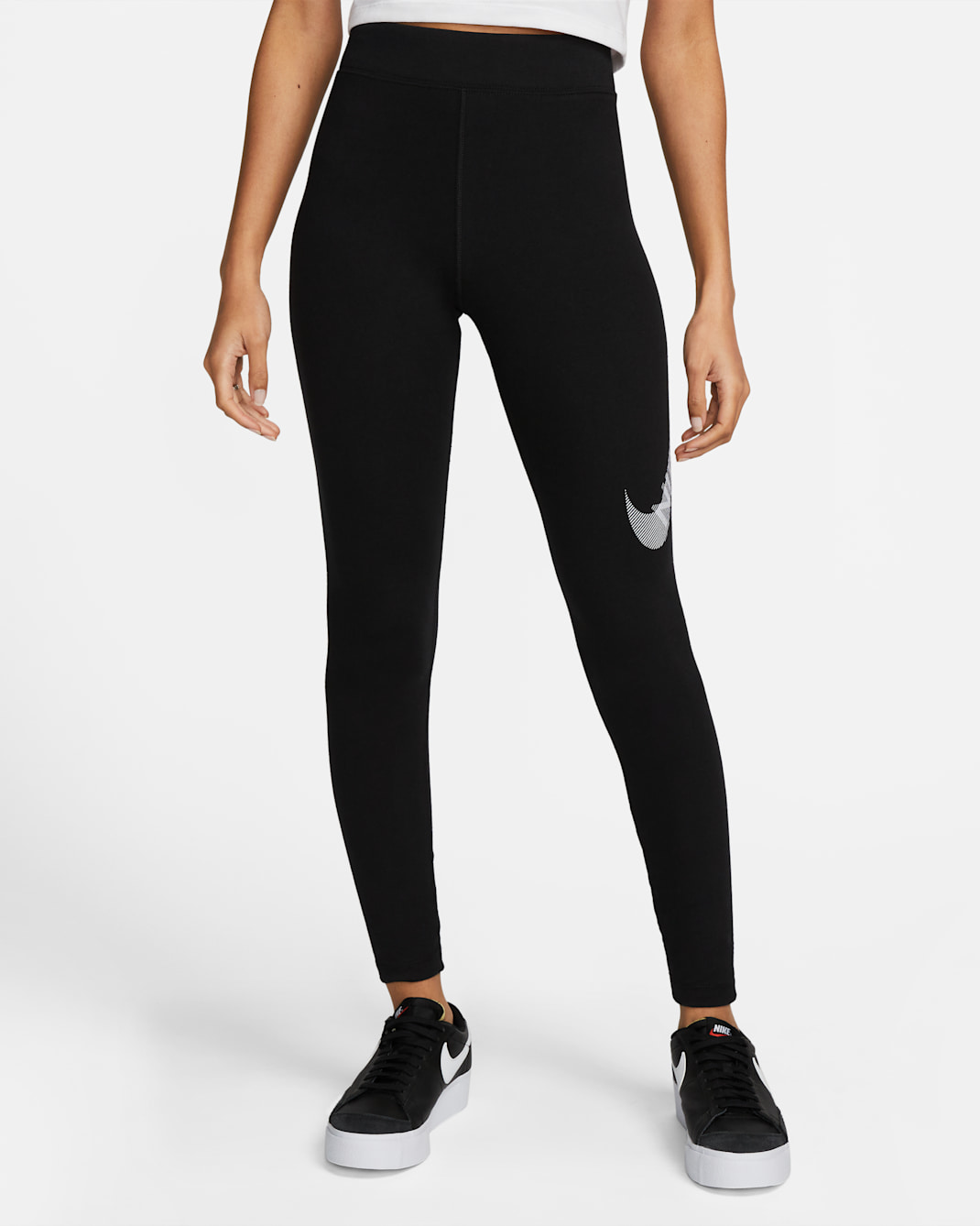 Nike Sportswear Swoosh Women's High-Waisted Leggings - Black/White