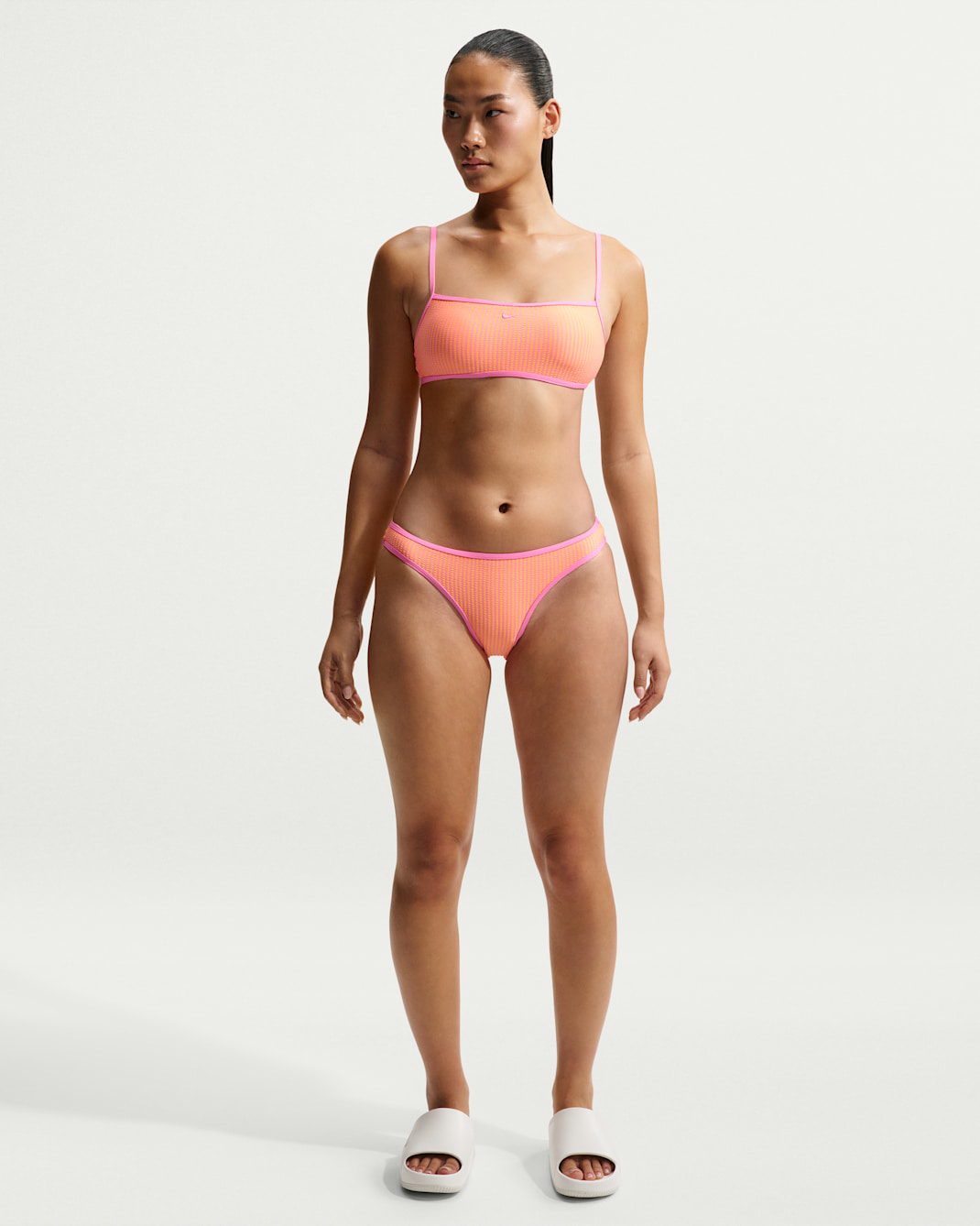 Nike Swim Women's Ripple-Texture Hipster Bikini Bottoms - Pink Glow/Pink Glow