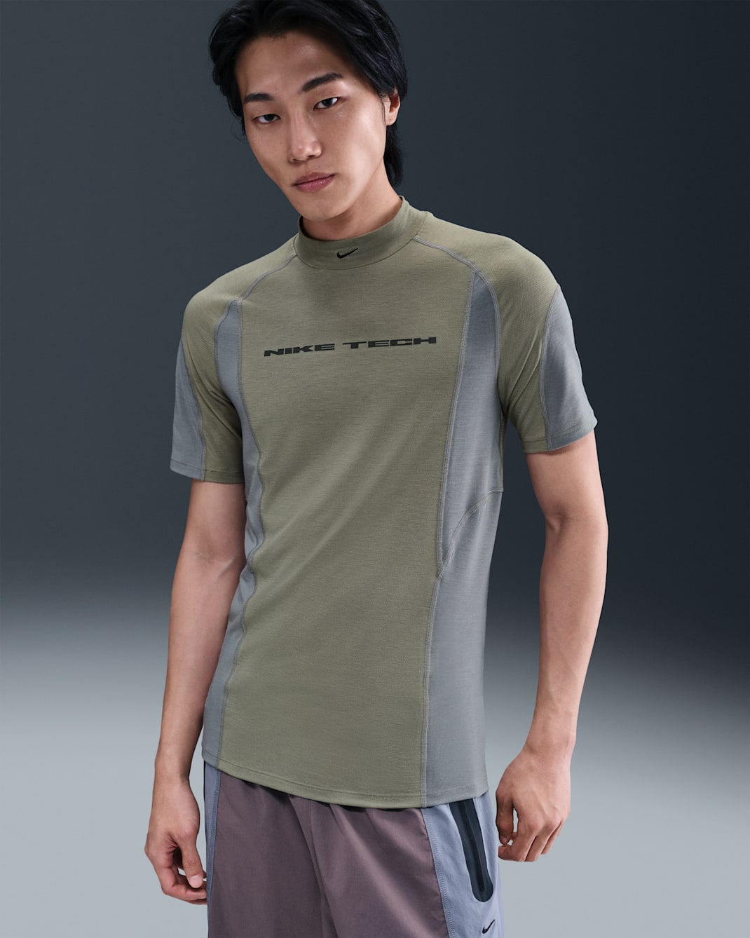 Nike Tech Men's Dri-FIT Short-Sleeve Base Layer - Light Army/Cool Grey/Cool Grey/Black
