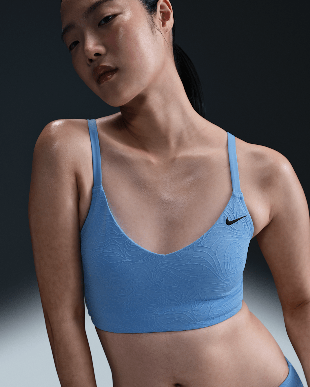 Nike Swim Water Texture Women's V-Neck Midkini - University Blue