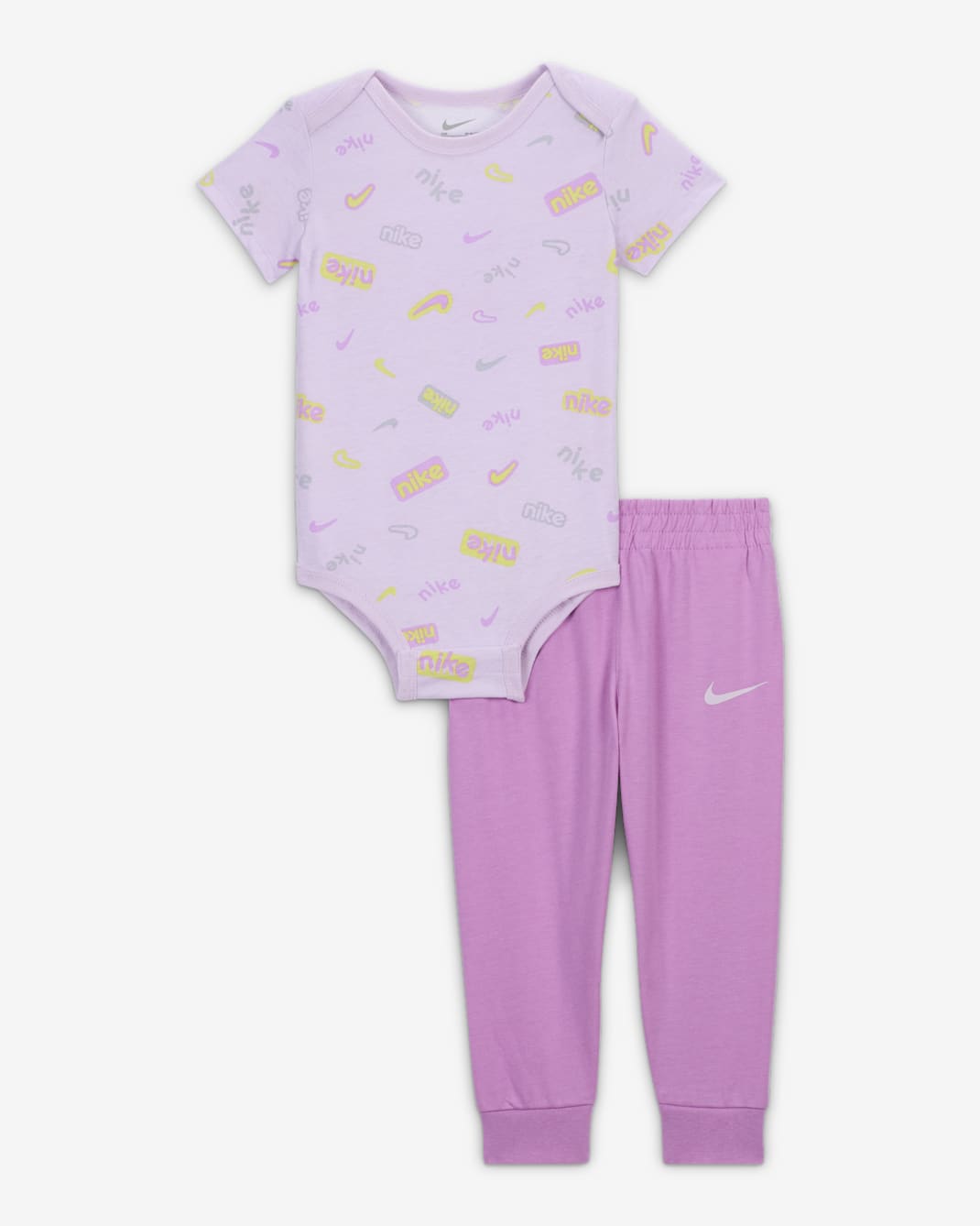 Nike E1D1 Baby Short Sleeve Bodysuit and Pants Set - Rush Fuchsia