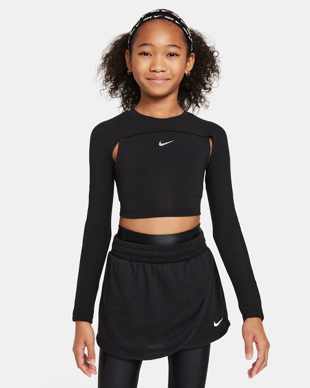 Nike Girls' Dri-FIT Long-Sleeve Top - Black/Particle Grey