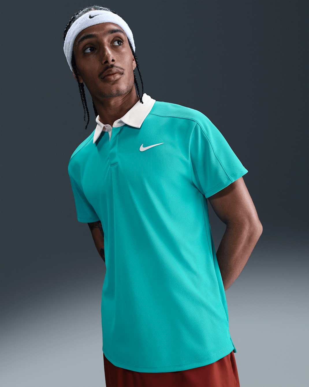 NikeCourt Slam Polo Dri-FIT ADV de tennis - Home - Dusty Cactus/Blanc