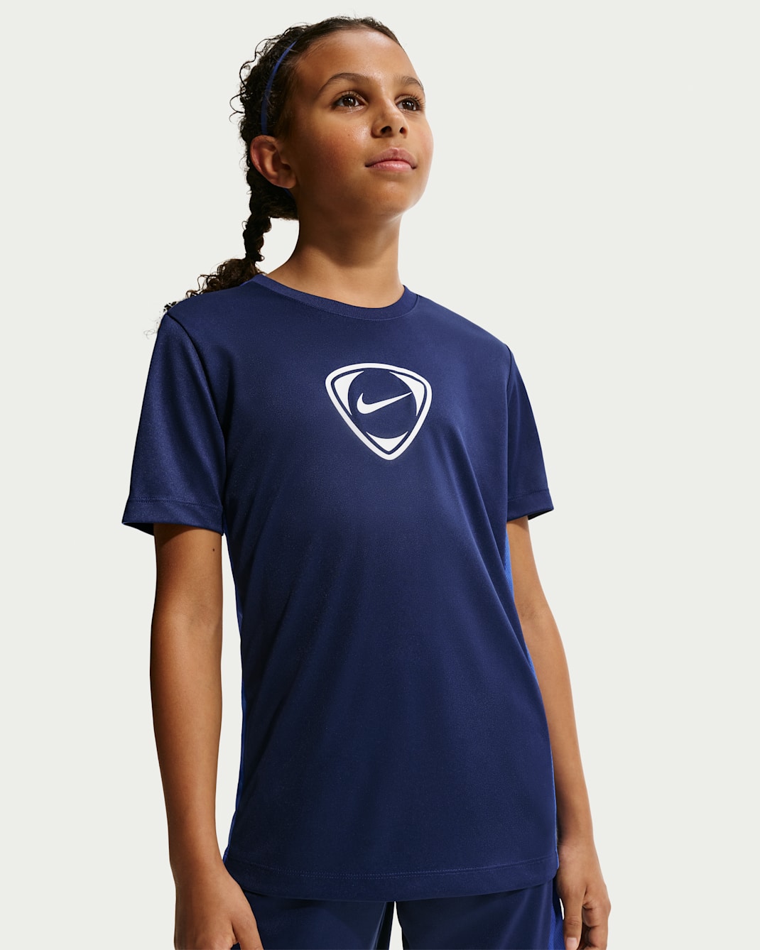 Nike Academy+ Dri-FIT Kurzarm-Fußballoberteil (ältere Kinder) - Blue Void/Game Royal/Weiß