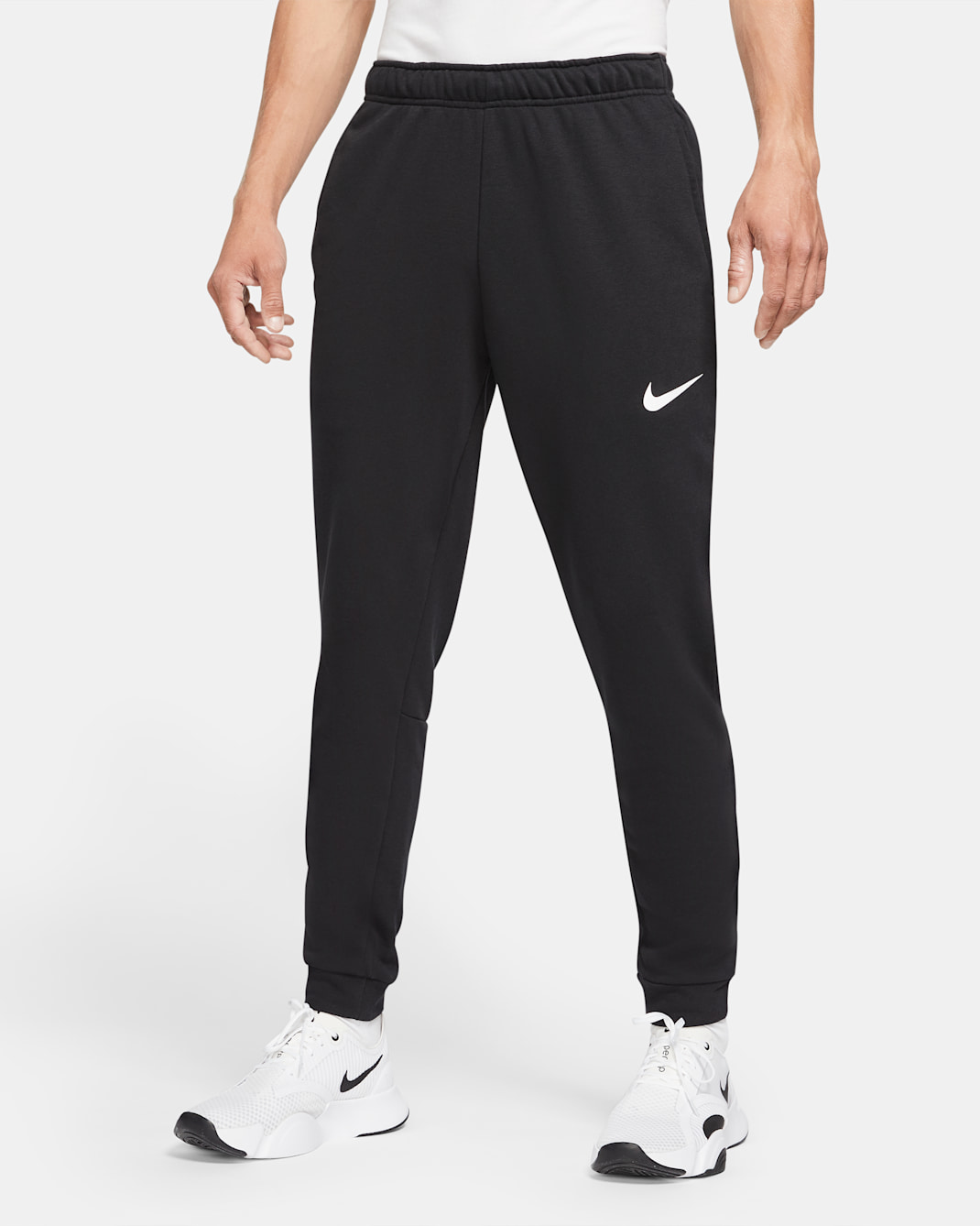 Nike Dry Men's Dri-FIT Taper Fitness Fleece Trousers - Black/White