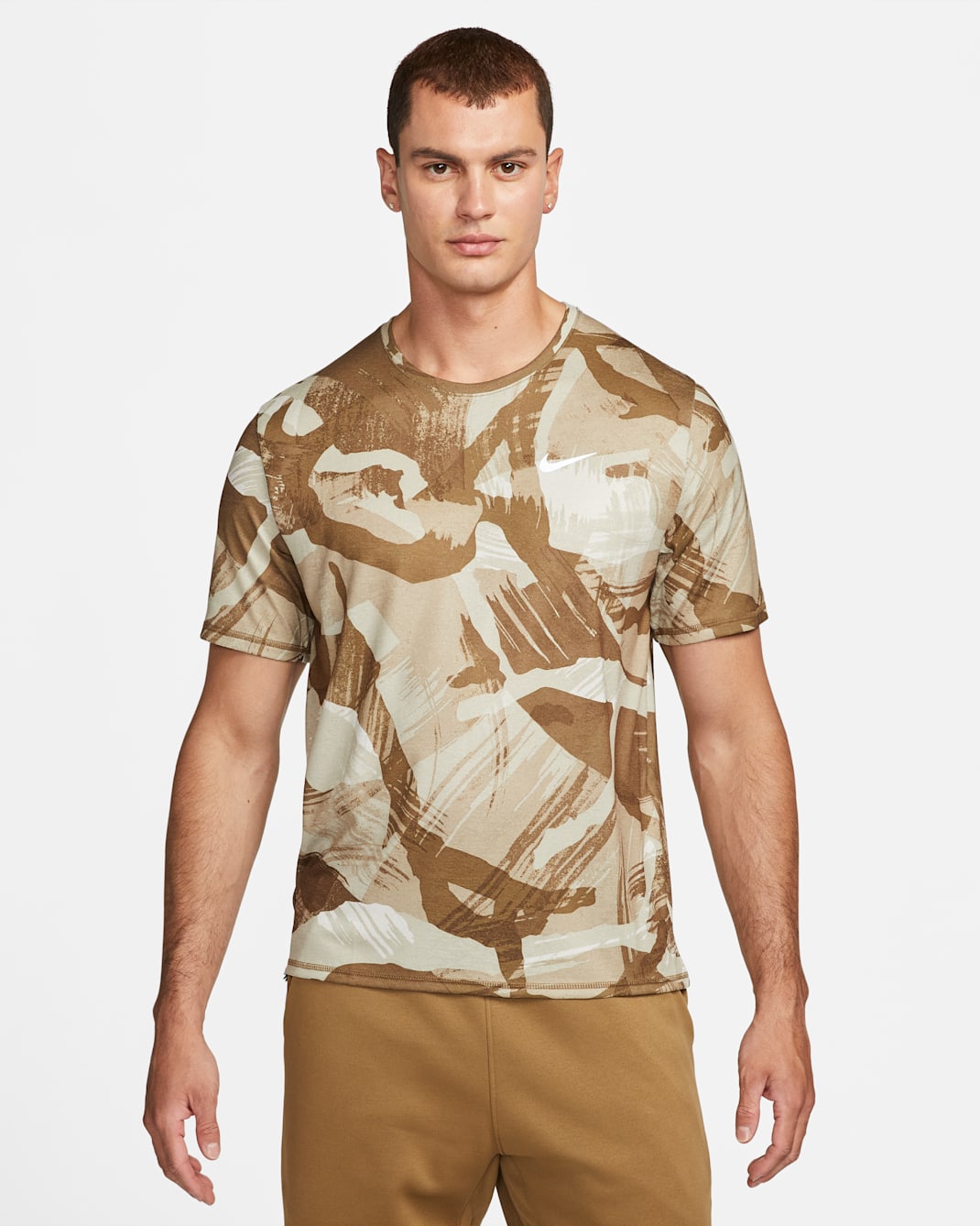 Nike Dri-FIT Miler Men's Short-Sleeve Camo Running Top - Hazel Rush