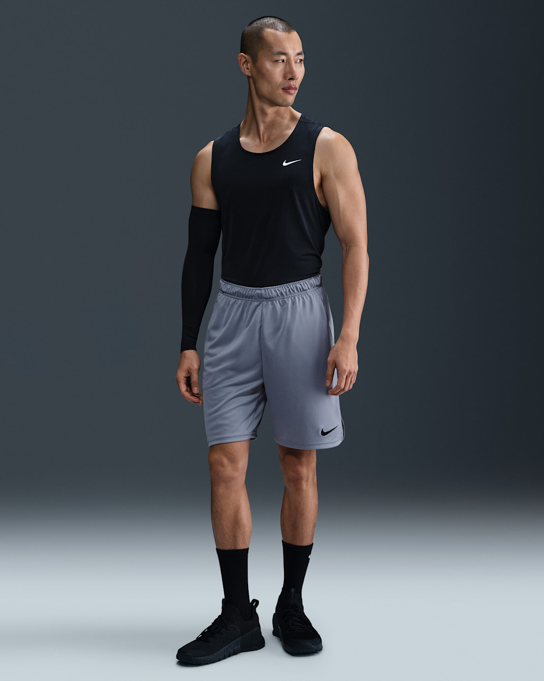 Nike Dri-FIT Men's Knit Training Shorts - Ashen Slate/Black