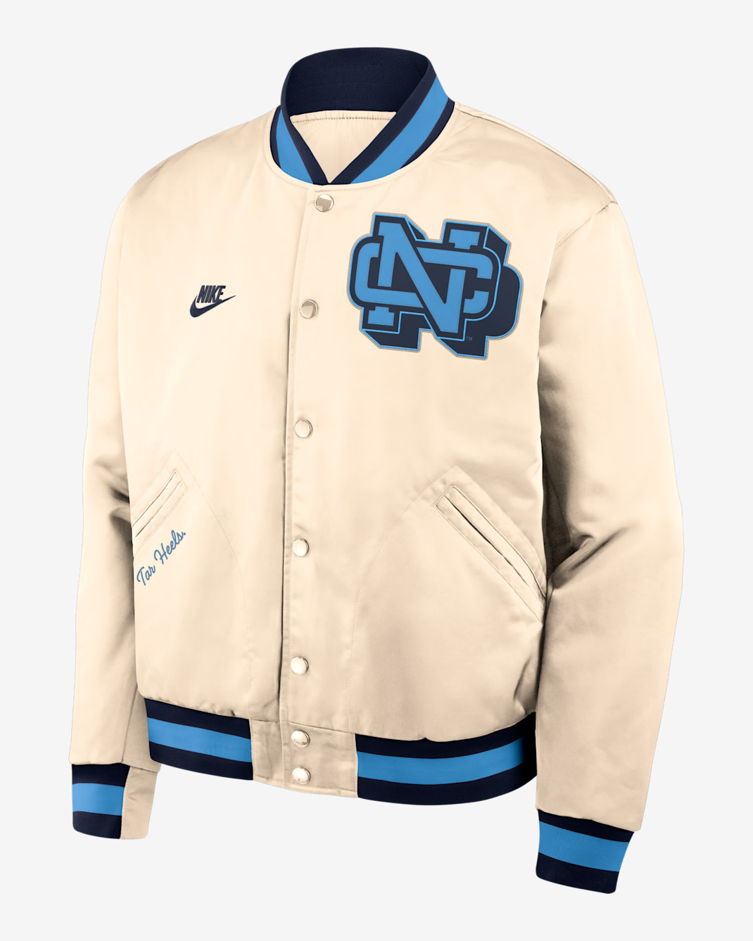 North Carolina Legacy Men's Nike College Full-Snap Bomber Jacket - Tan/Beige
