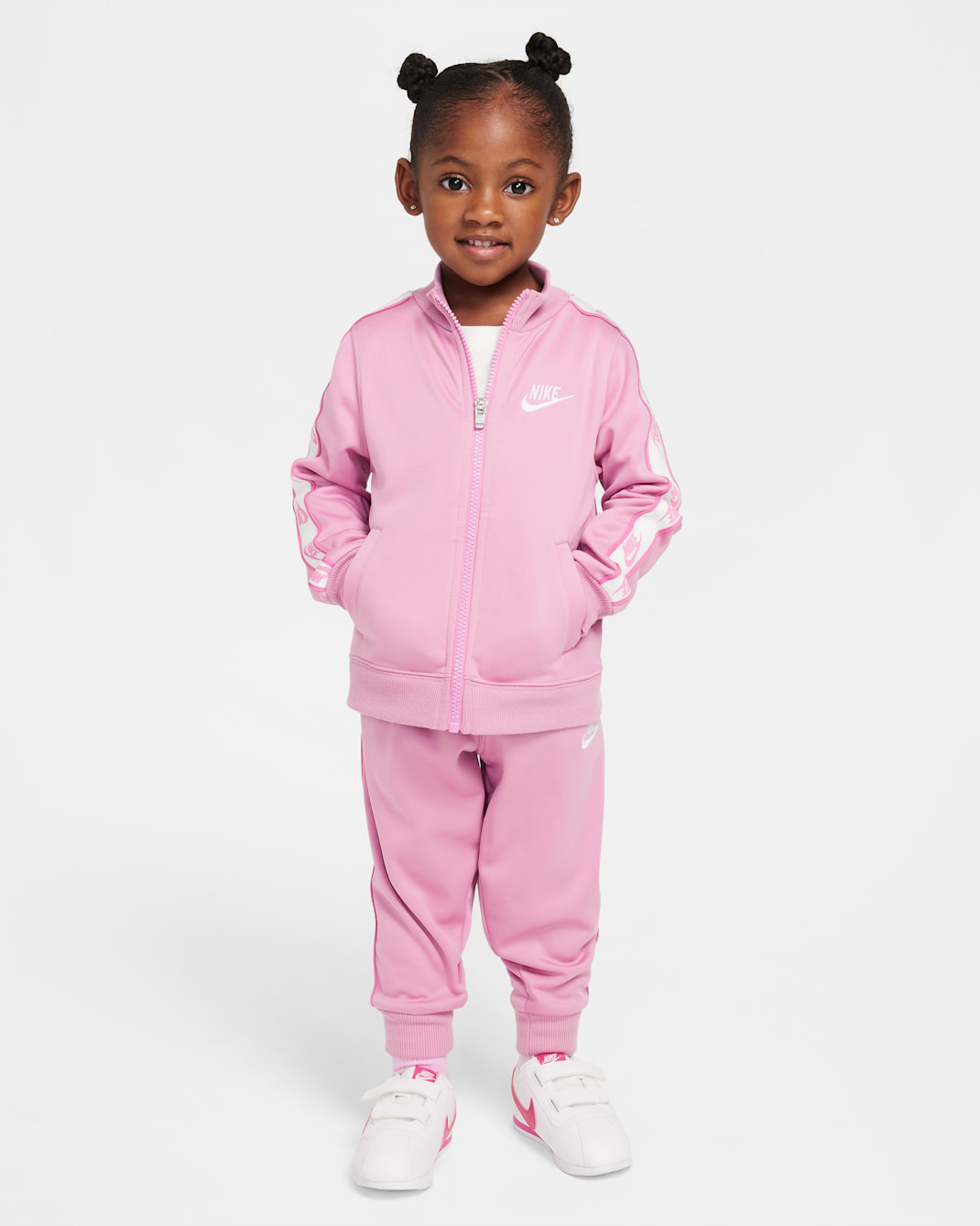 ナイキ Dri-FIT ベビー ツーピース フルジップ セットアップ ロゴテープ付き - マジックフラミンゴ