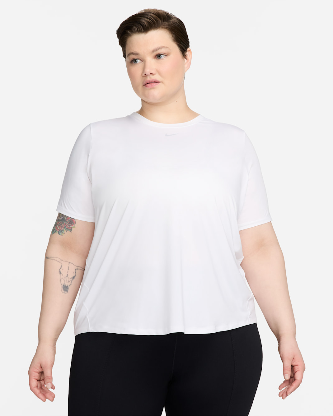 Nike One Classic Women's Dri-FIT Short-Sleeve Top (Plus Size) - White/Black