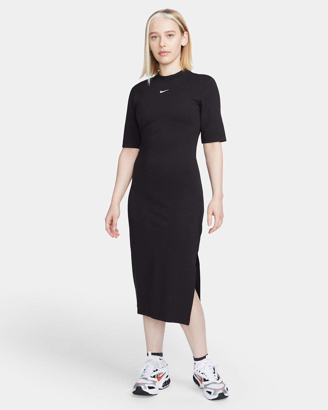 Nike Sportswear Essential Women's Tight Midi Dress - Black/White