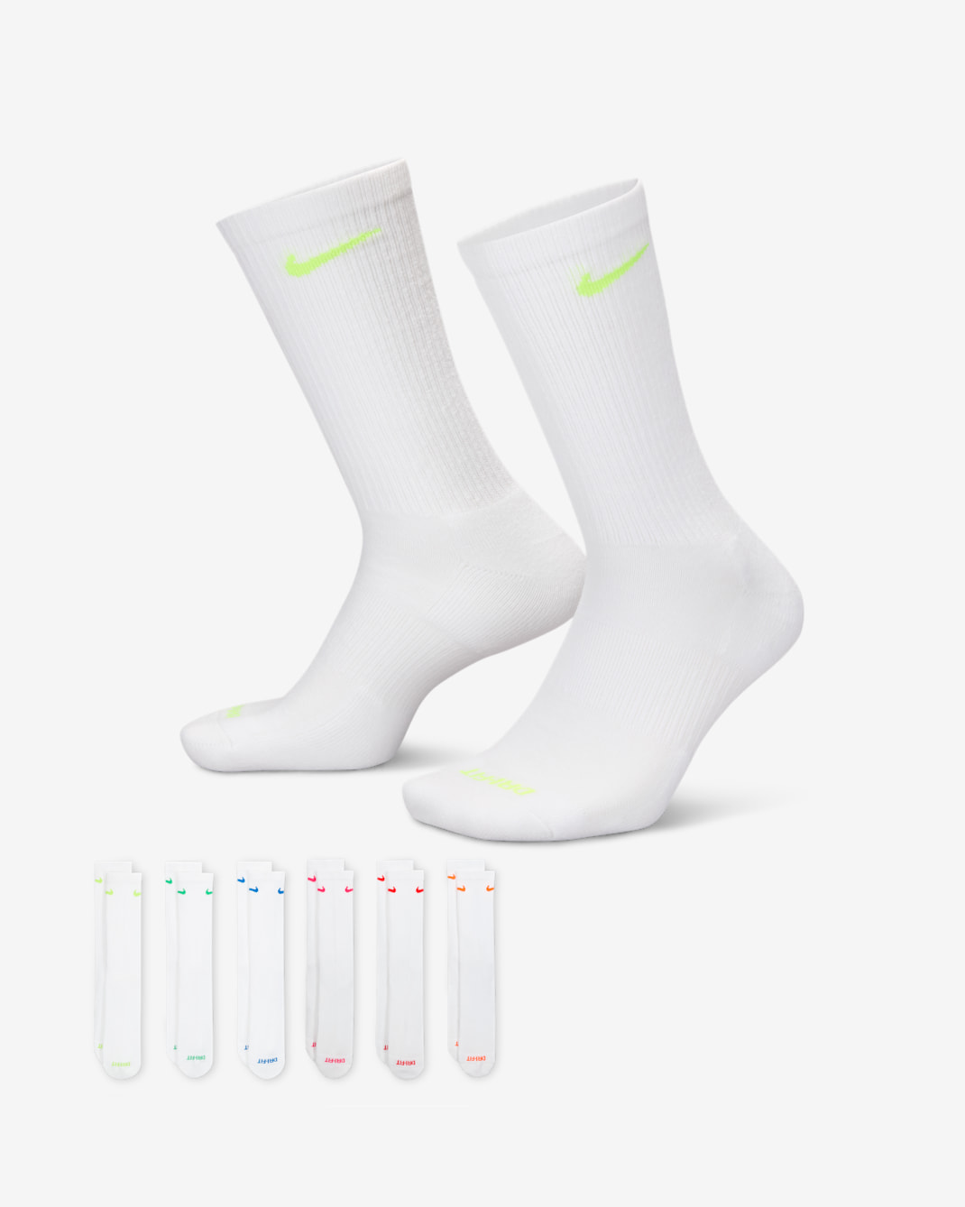 Nike Everyday Plus Cushioned Training Crew Socks (6 Pairs) - Multi-Color