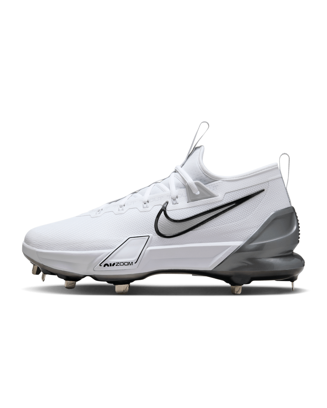 Nike Force Zoom Trout 9 Elite Baseball Cleats - White/Black/Pure Platinum/Metallic Silver