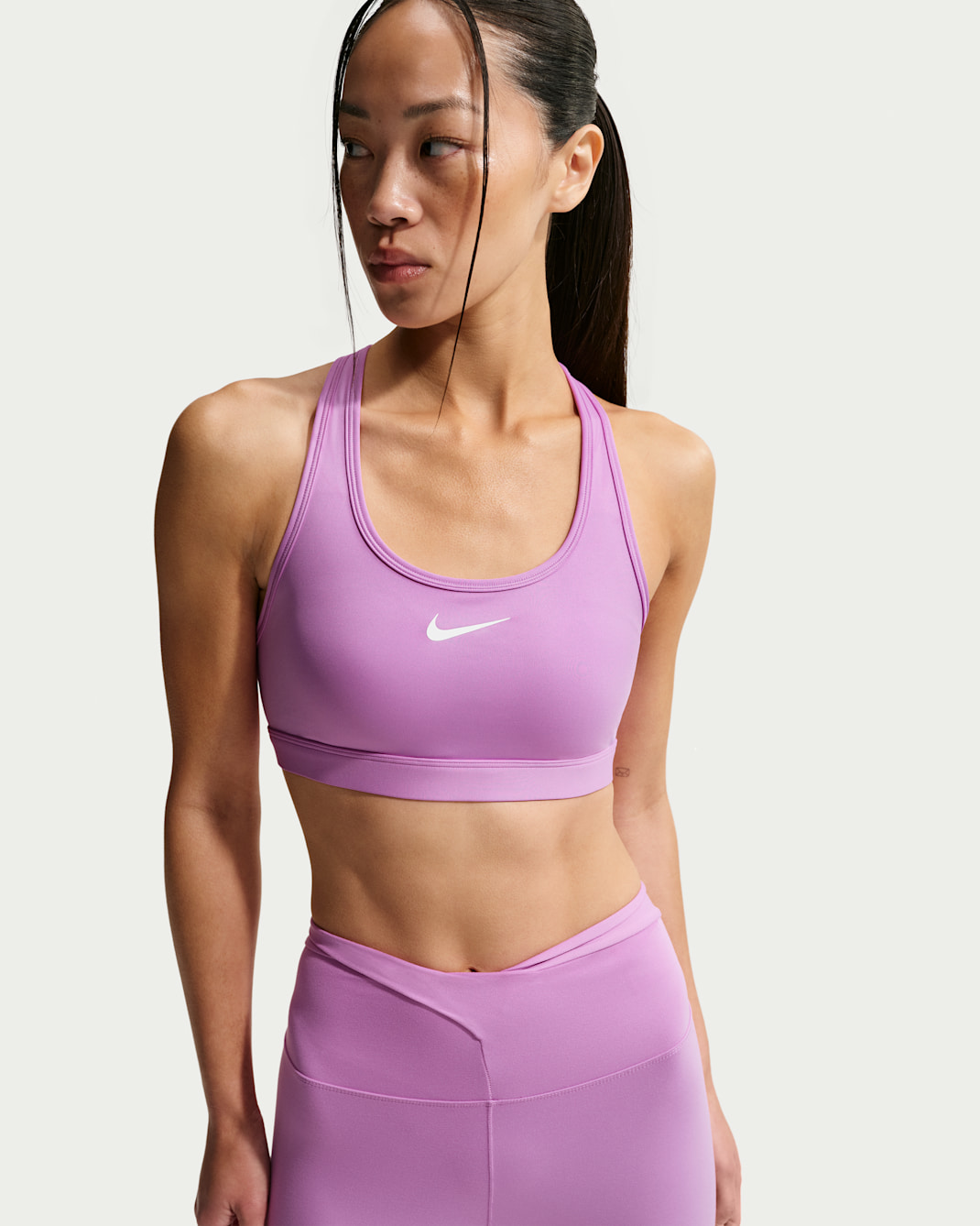 Nike Swoosh Medium Support Women's Padded Sports Bra - Light Magenta/White