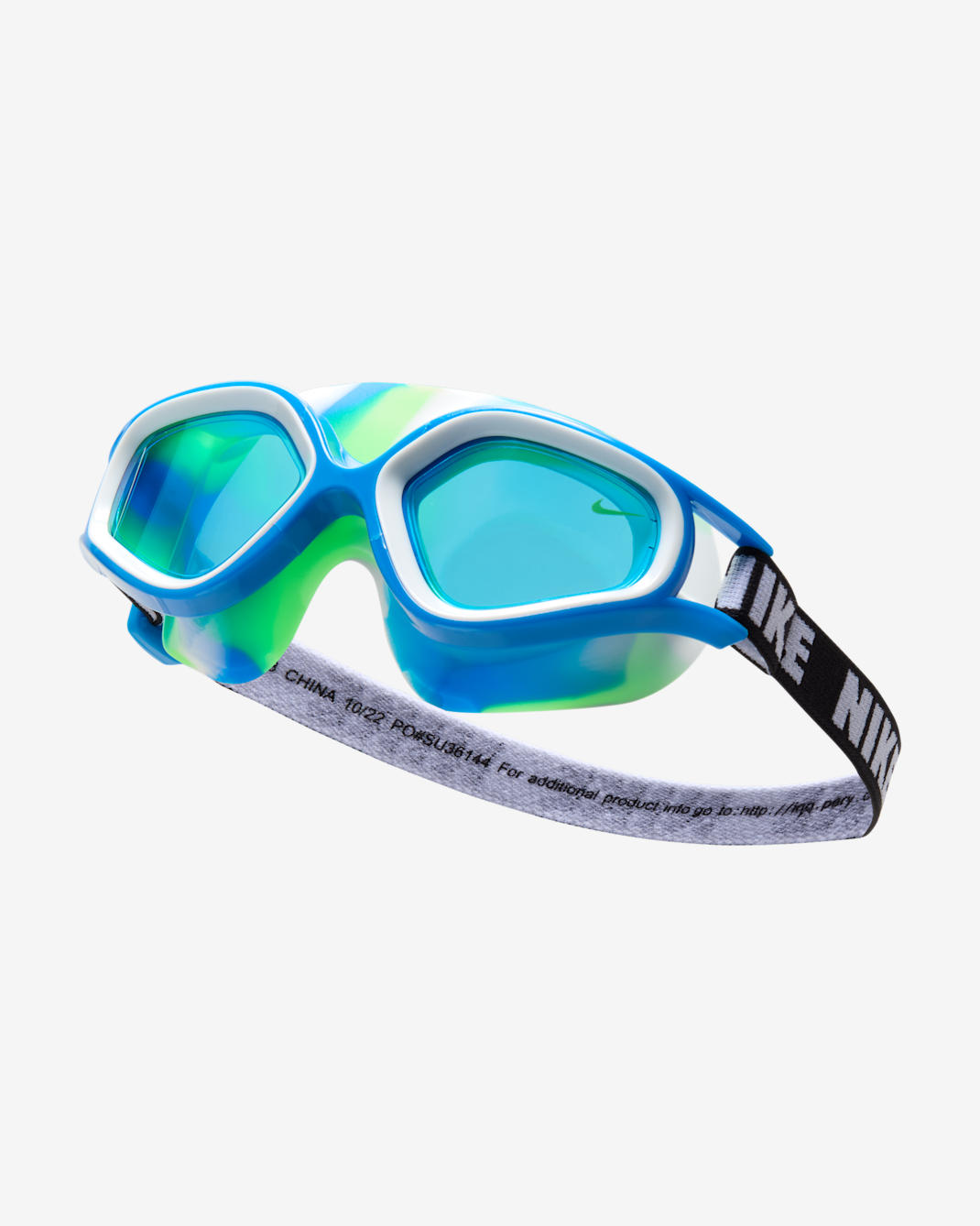 Goggles tipo máscara para niños talla pequeña Nike Swim Expanse - Azul foto claro/Blanco/Verde strike/Verde strike