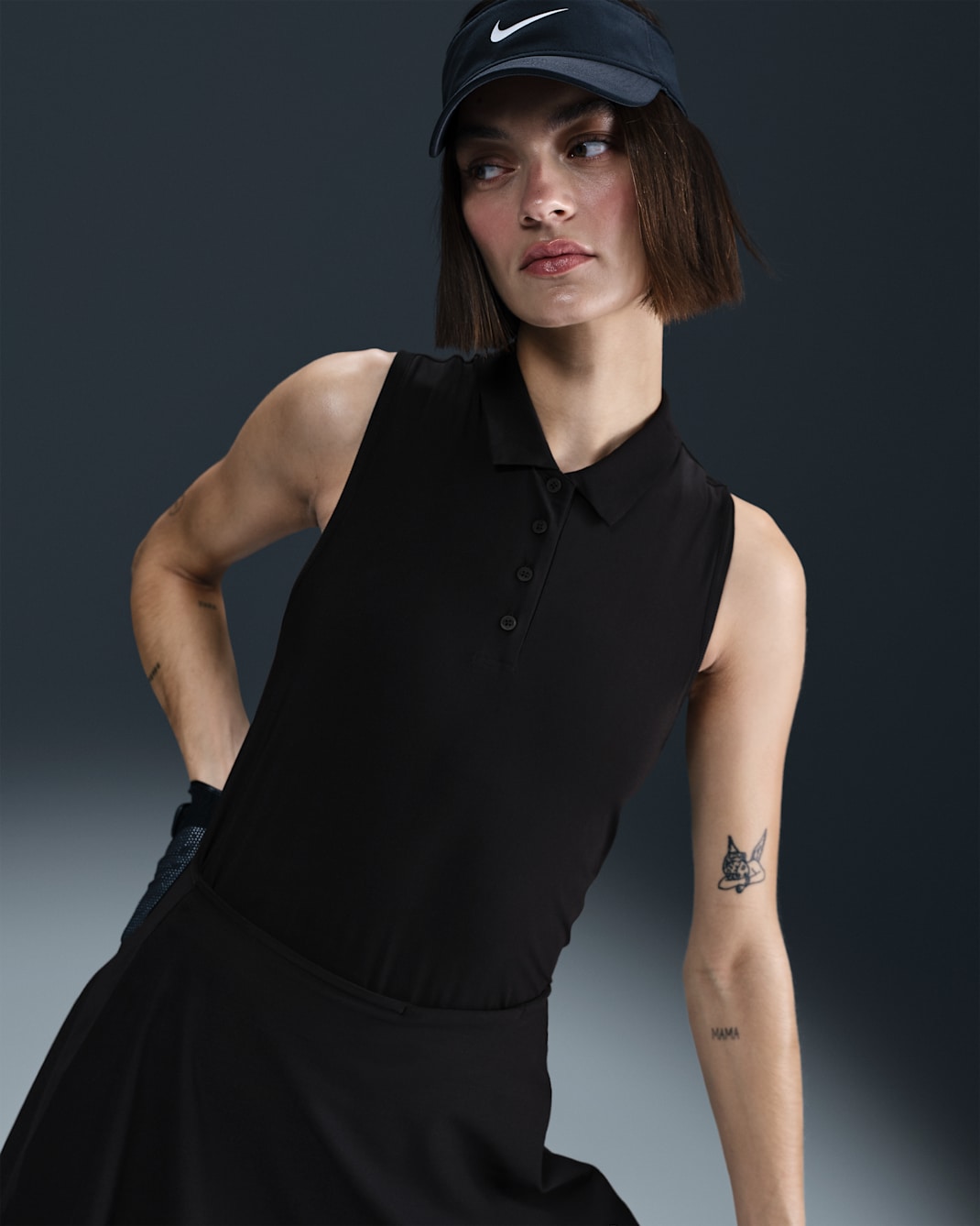 나이키 빅토리 여성 드라이 핏 민소매 폴로 - 블랙/화이트